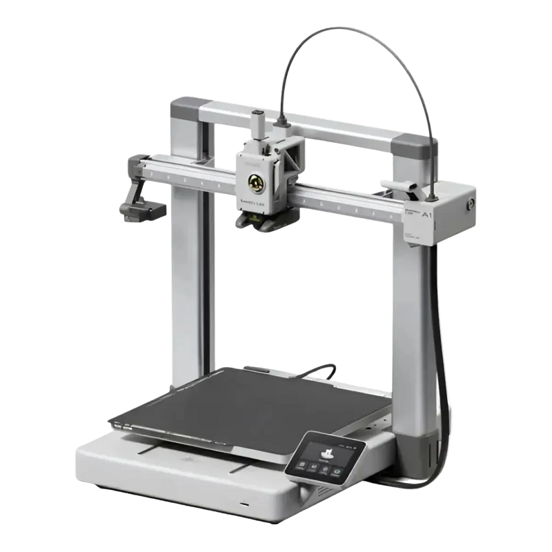 Impressora 3D Bambu Lab A1 de estrutura aberta, com pórtico horizontal e mesa de 256 mm